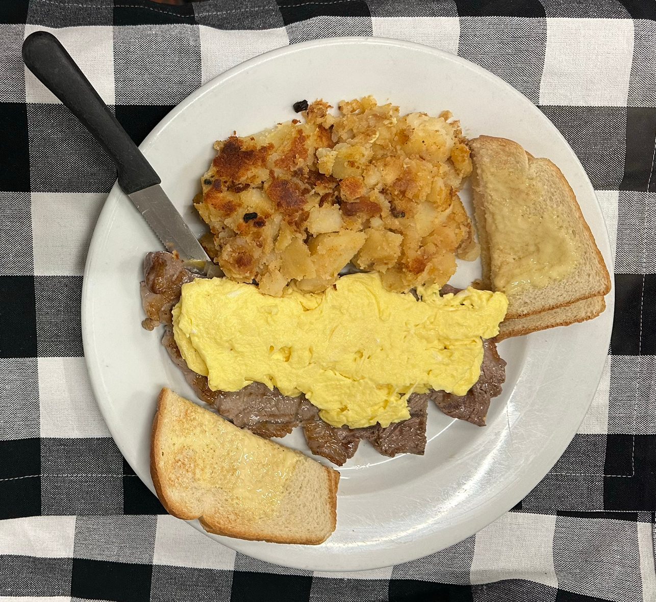 New York Sirloin Steak & Eggs.