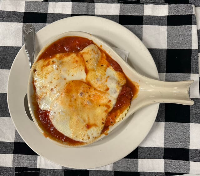 Cheese Ravioli Parmigiana Dinner.