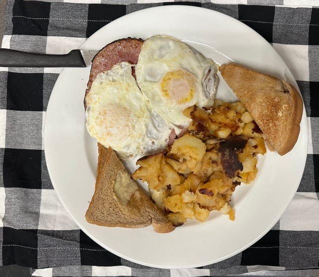 Grilled Ham, Steak & Eggs.
