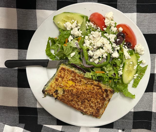 Spinach Pie With Greek Salad.